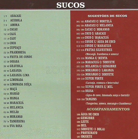 Boomerang Mix cardápio