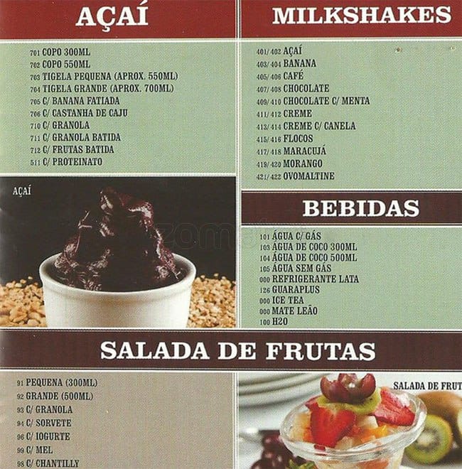 Boomerang Mix cardápio