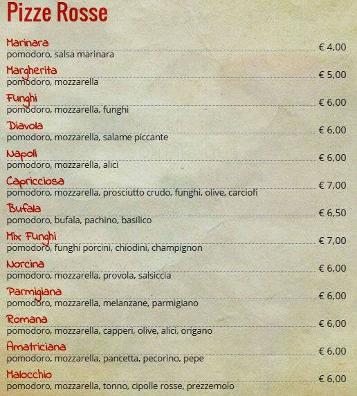 Mia Pizza Express Speisekarte