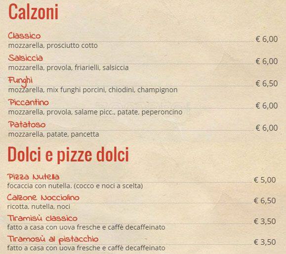 Mia Pizza Express Speisekarte