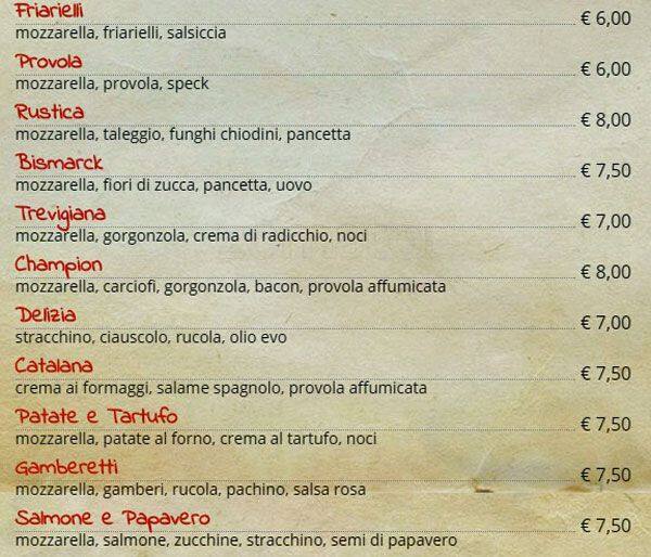 Mia Pizza Express Speisekarte