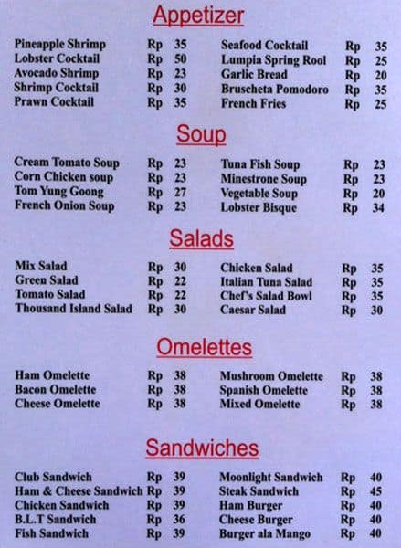 Mango Beach Menu Menu For Mango Beach Sanur Bali Zomato Indonesia 0587