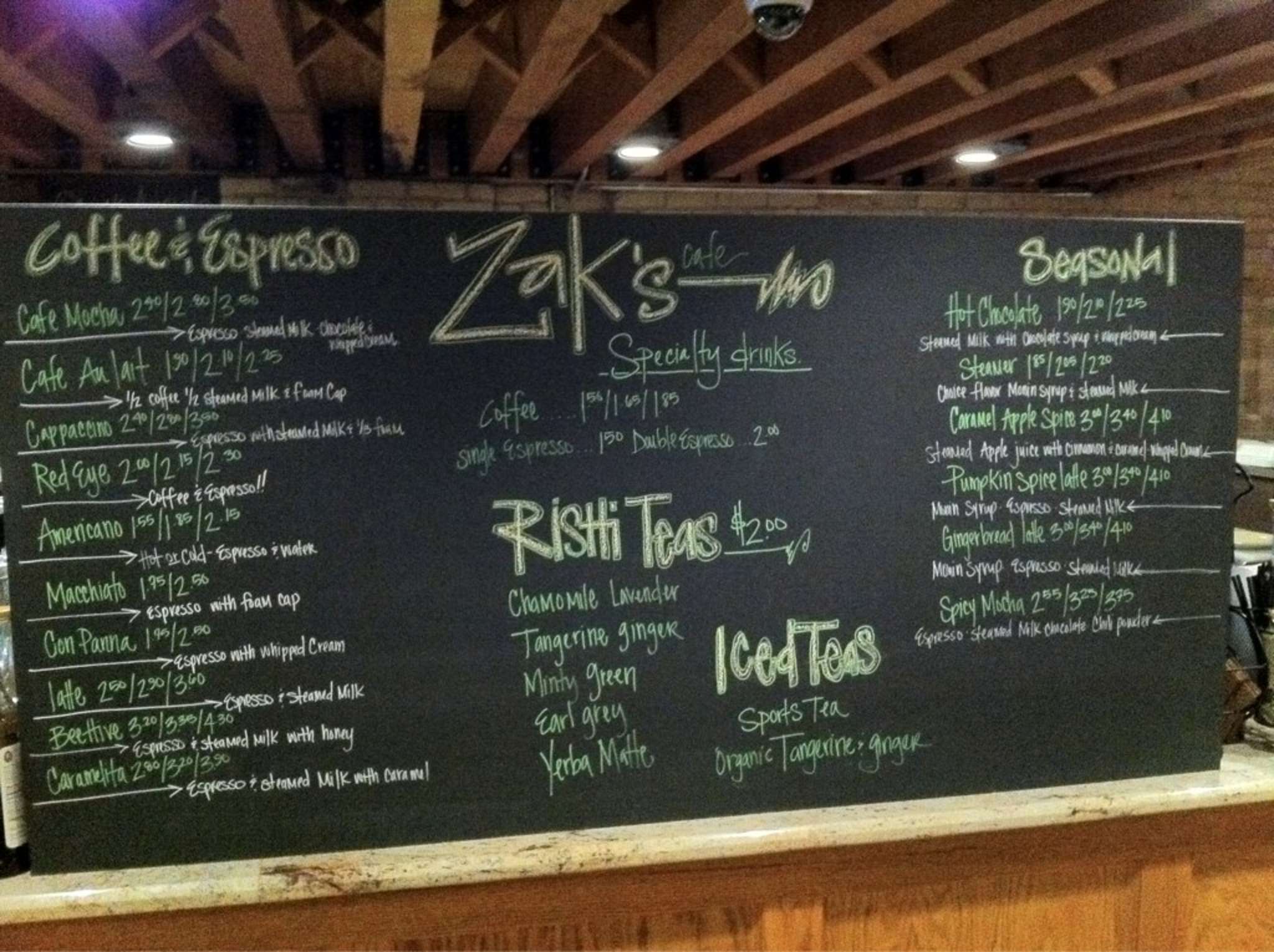 Zak's Cafe Menu, Menu for Zak's Cafe, Walker's Point, Milwaukee