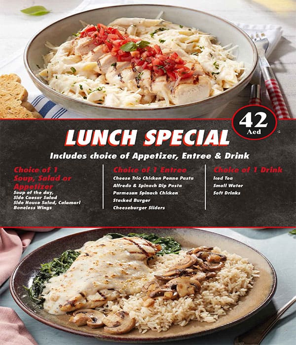 Menu at Applebees restaurant, Dubai, Marrakech St