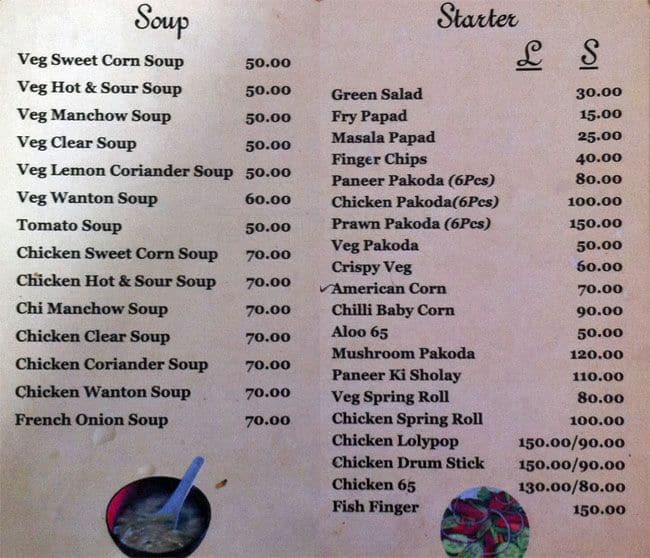 Menu at Saffron Plaza, Bhubaneswar