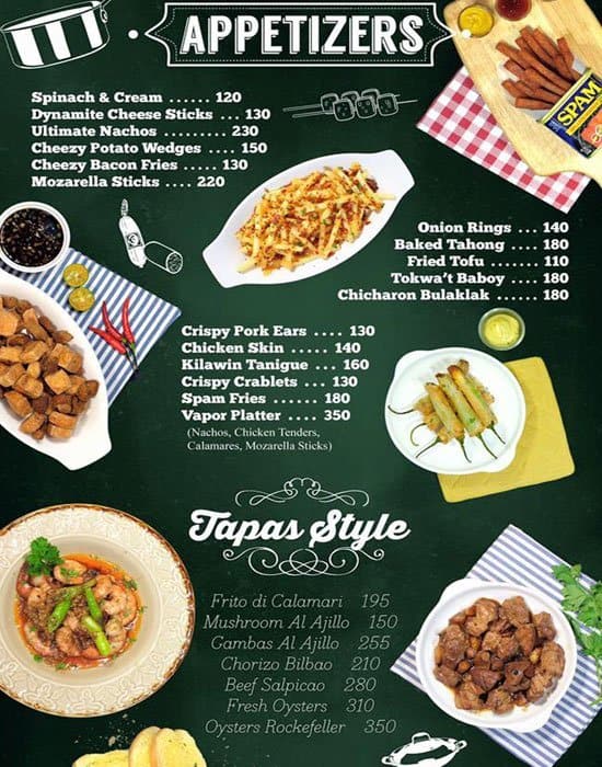 Vapor Hookah Lounge Menu, Menu for Vapor Hookah Lounge, BF Homes