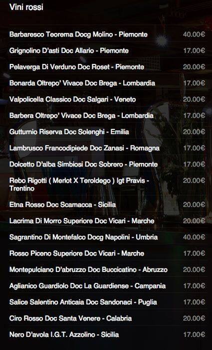 Menu di Trattoria Toscana 