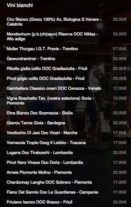 Menu di Trattoria Toscana 