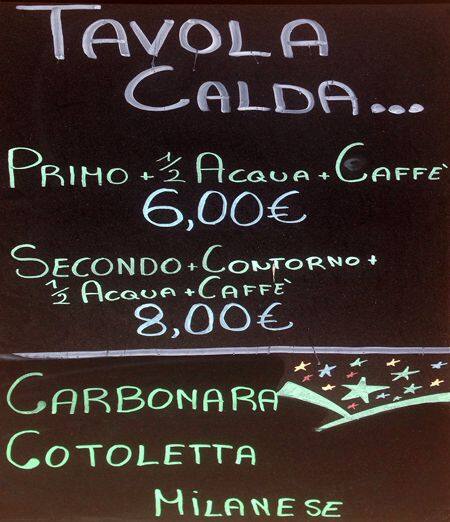 Menu di Caffé Olivieri 