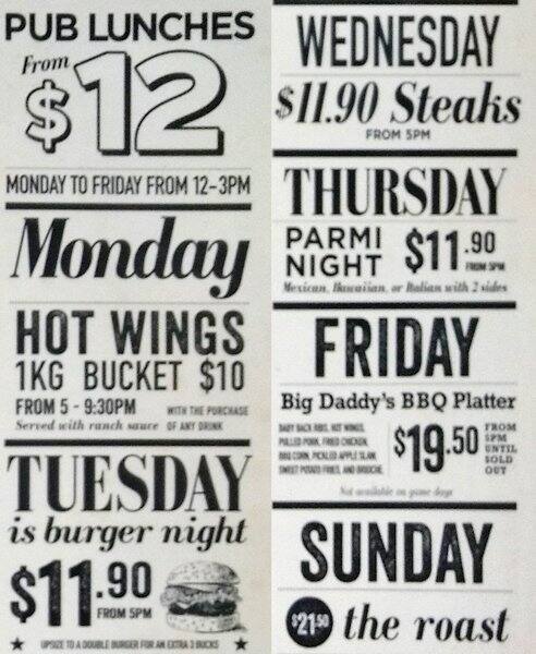 Parkside menu