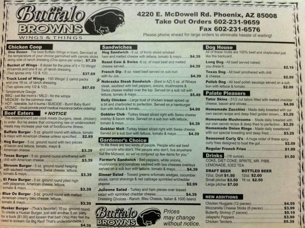 Buffalo Wings & Things Menu Urbanspoon/Zomato