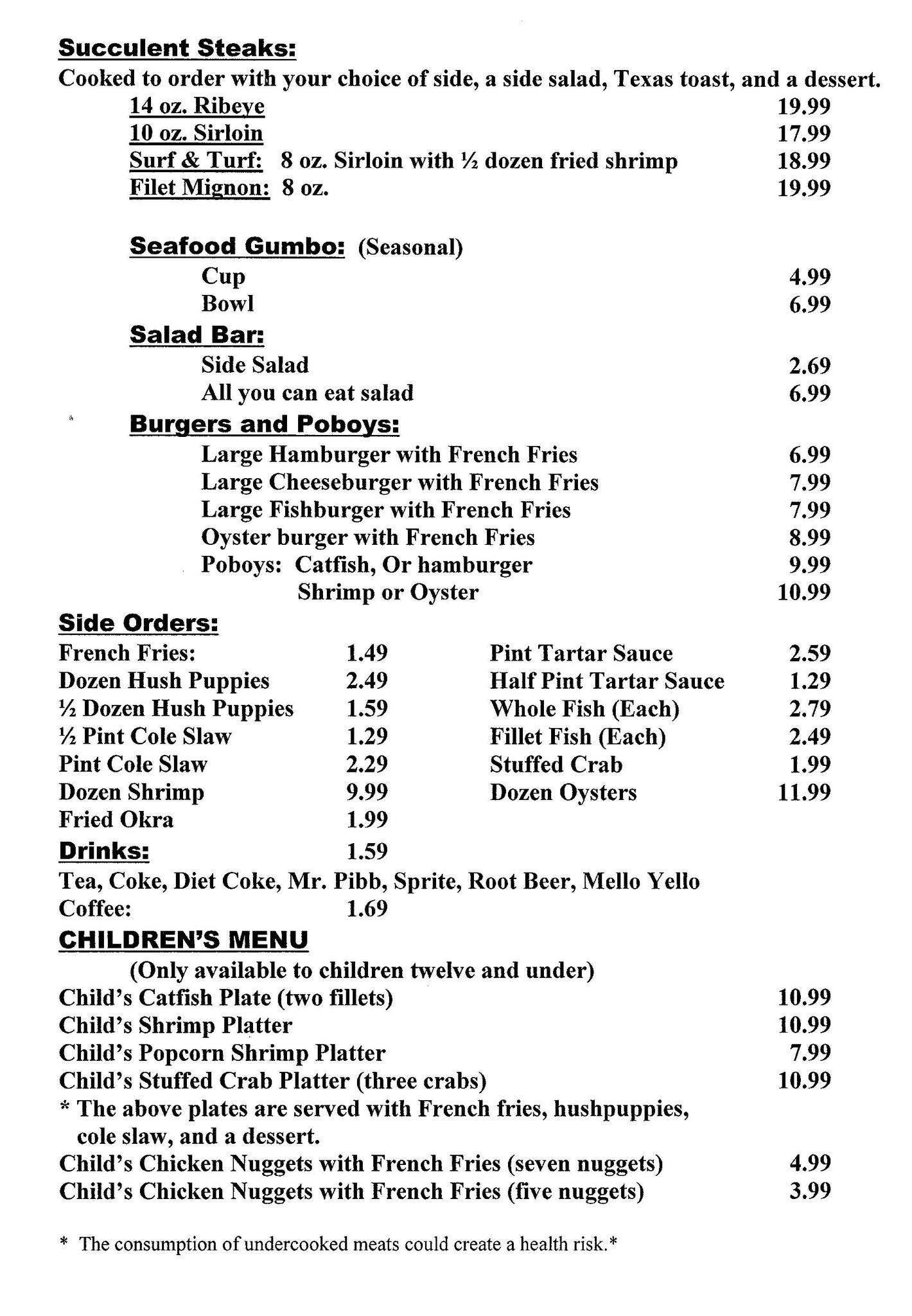 Carnes Catfish Kitchen Menu Menu For Carnes Catfish Kitchen