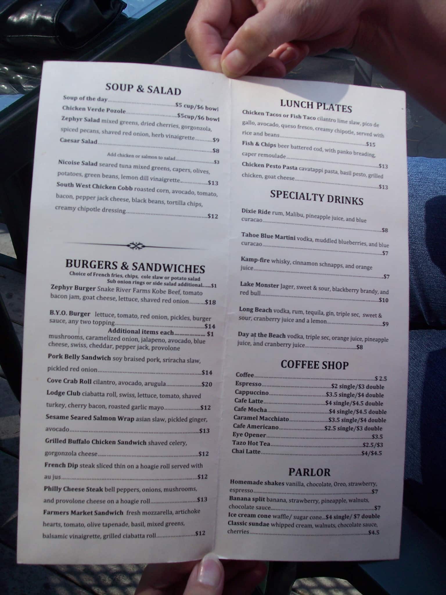 Zephyr Cove Lodge Restaurant Menu Urbanspoon/Zomato