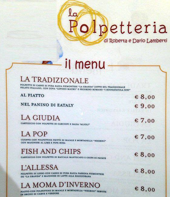 Menu di La Polpetteria di Roberto e Dario Lamberti 