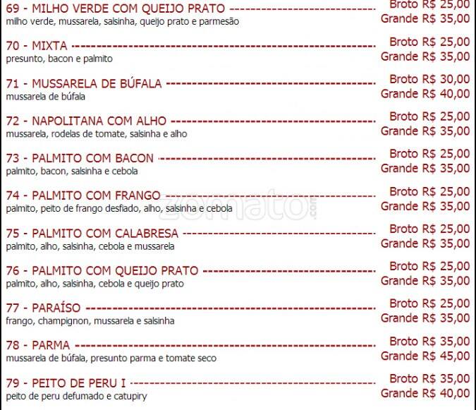 Pizzaria Bella Itália Perdizes cardápio