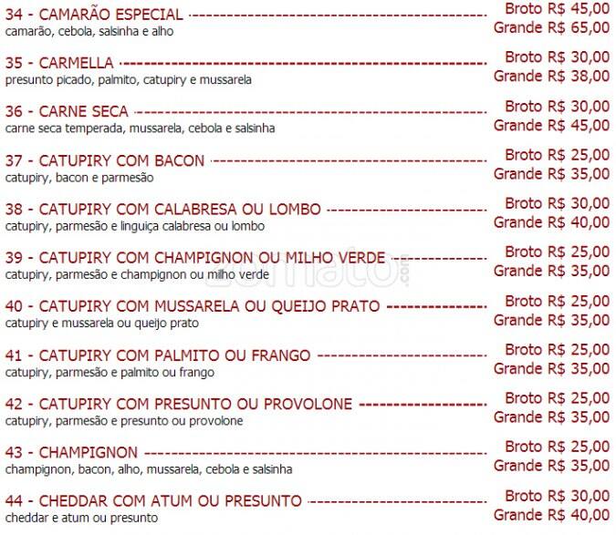 Pizzaria Bella Itália Perdizes cardápio