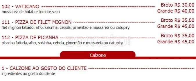 Pizzaria Bella Itália Perdizes cardápio