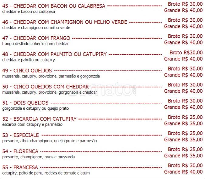 Pizzaria Bella Itália Perdizes cardápio