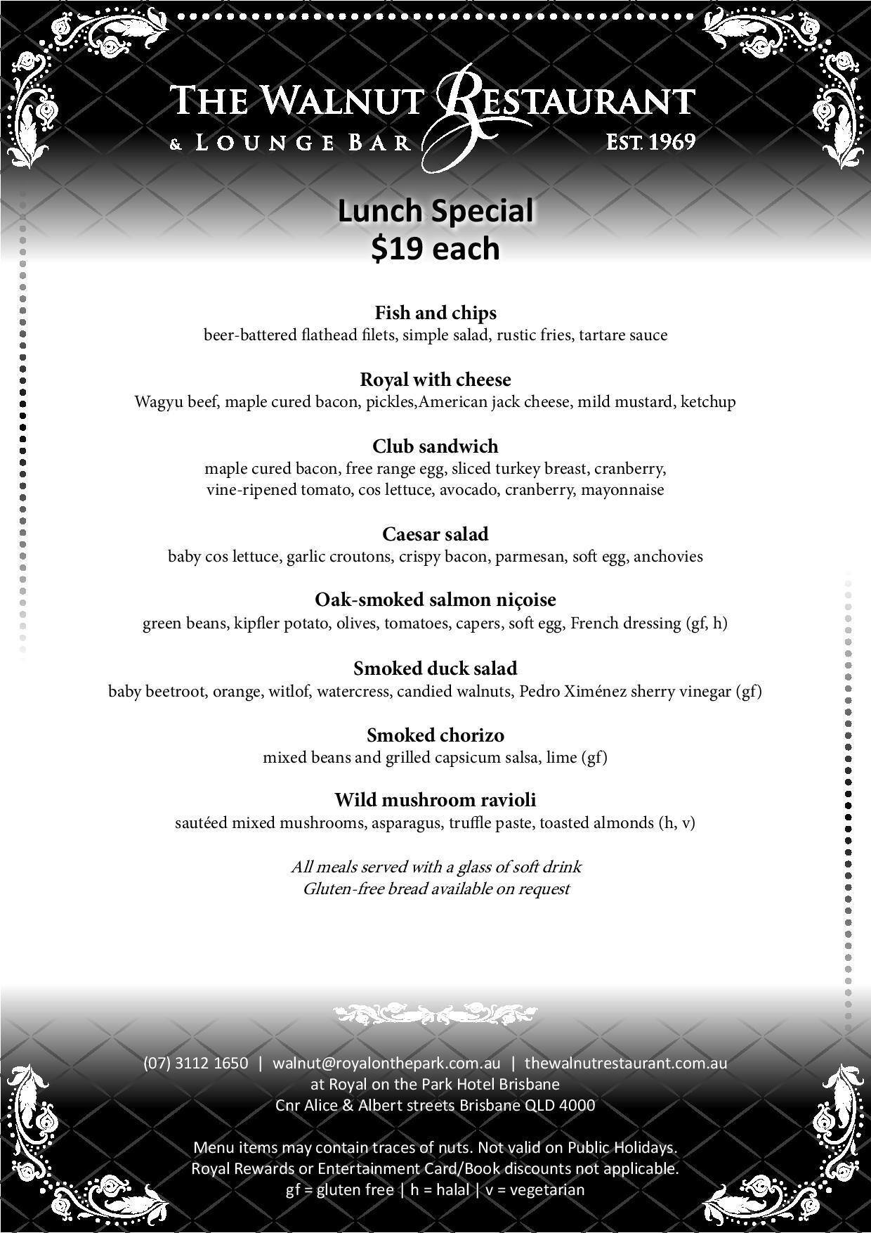 The Walnut Restaurant and Lounge Bar Menu Urbanspoon/Zomato