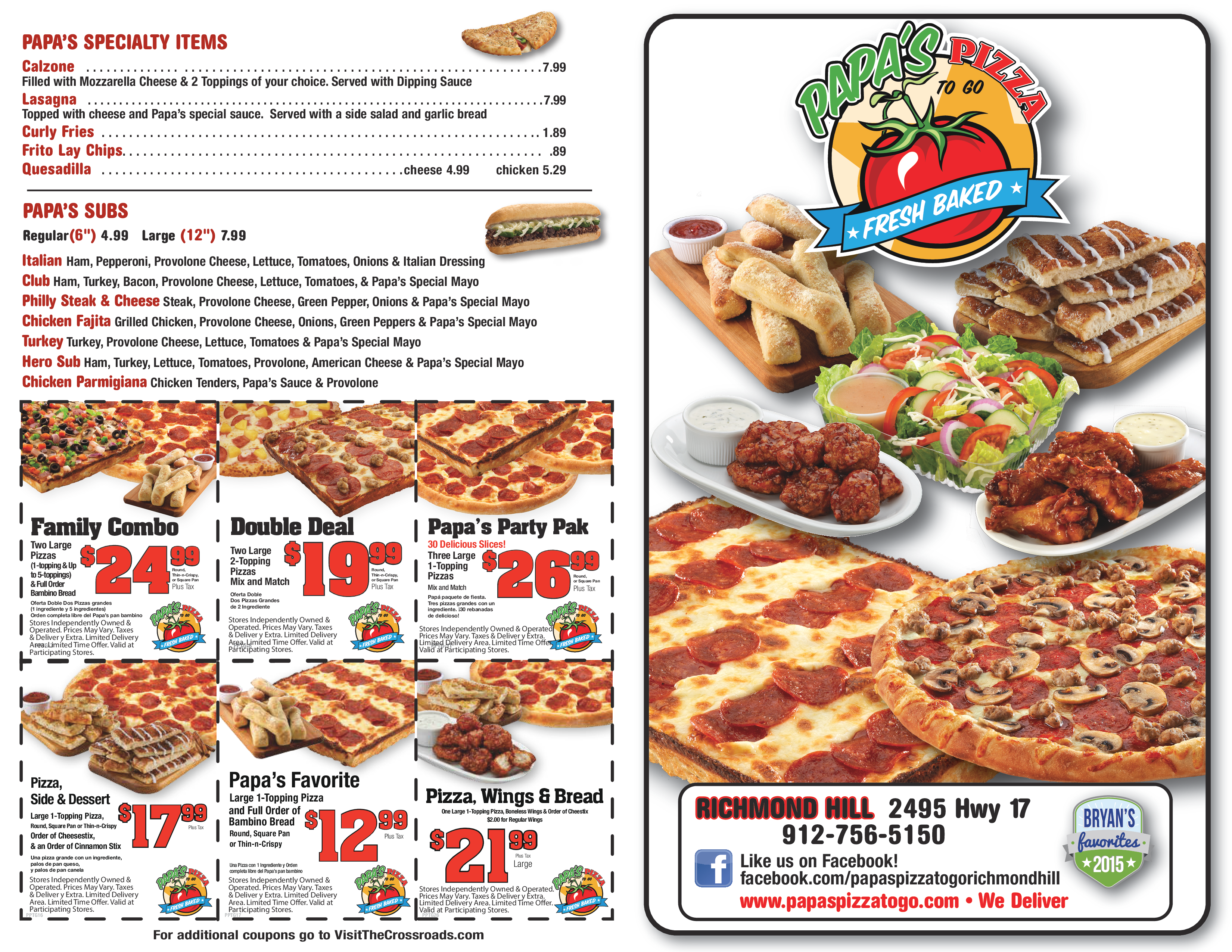 Papa S Pizza To Go Menu Menu For Papa S Pizza To Go Richmond Hill Savannah