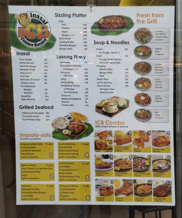 Inasal Chicken Bacolod Menu Menu For Inasal Chicken Bacolod Ermita