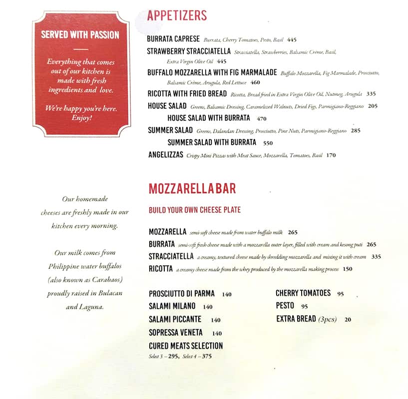 Menu at Gino's Brick Oven Pizza pizzeria, Makati, Salcedo Village