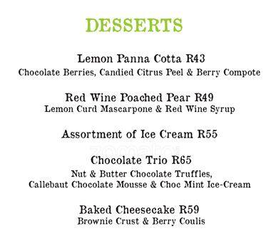 Menu at The Banting Kitchen, Cape Town