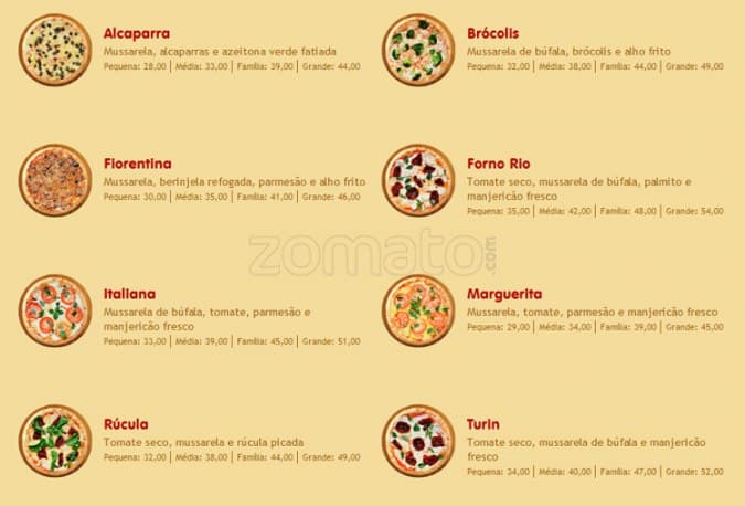 O Forno Rio Tijuca cardápio