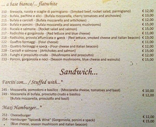 Menu di Spice and Wine 