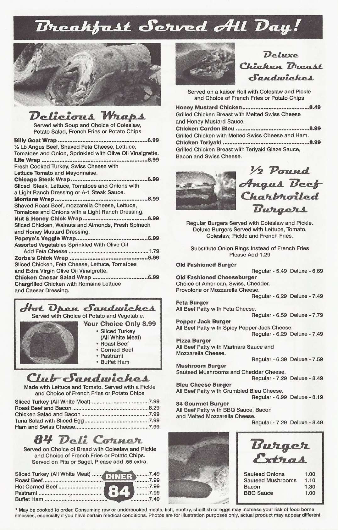 Menu at 84 Diner and Grille restaurant, Davie