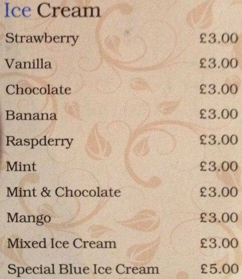 Blue Cafe menu