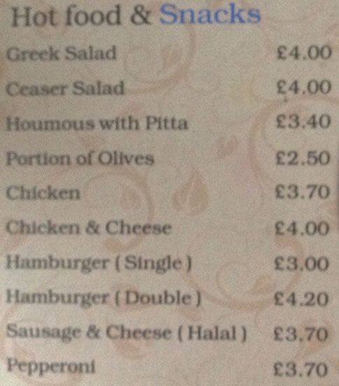 Blue Cafe menu