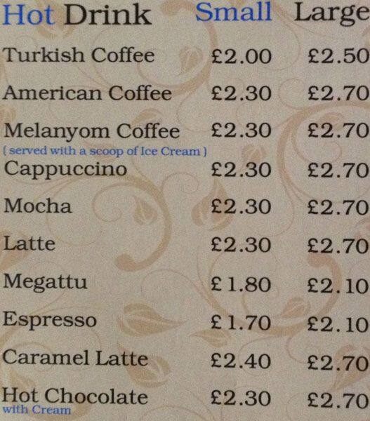 Blue Cafe menu