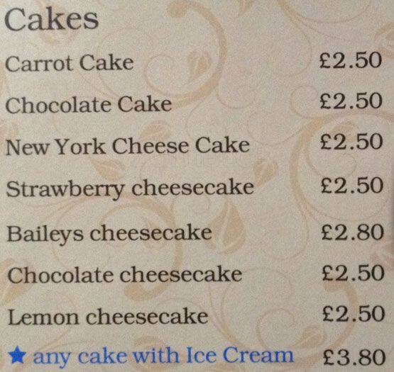Blue Cafe menu