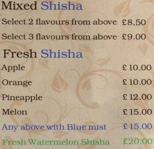 Blue Cafe menu