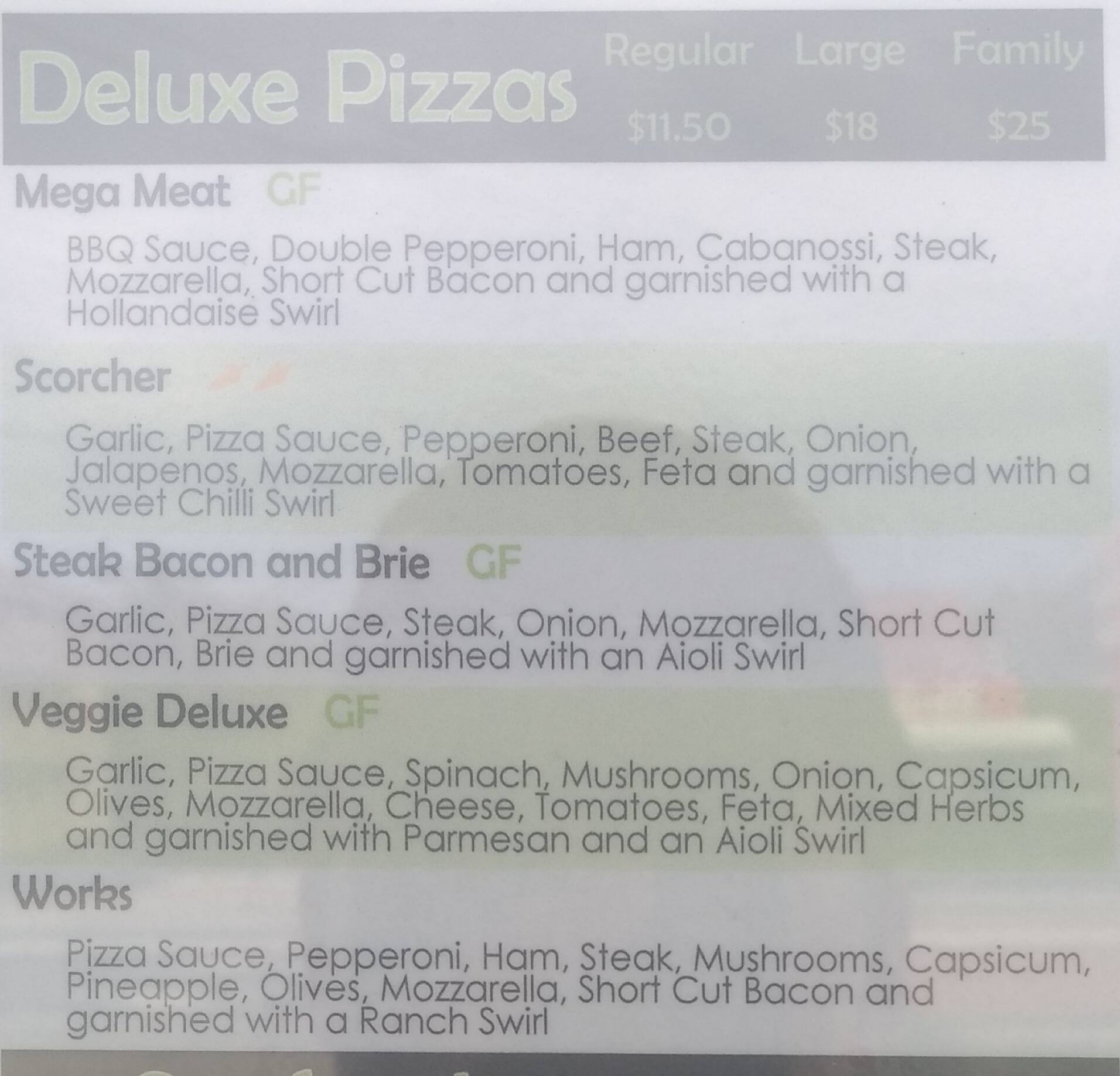 Menu at Pizza Plus pizzeria, Raceview