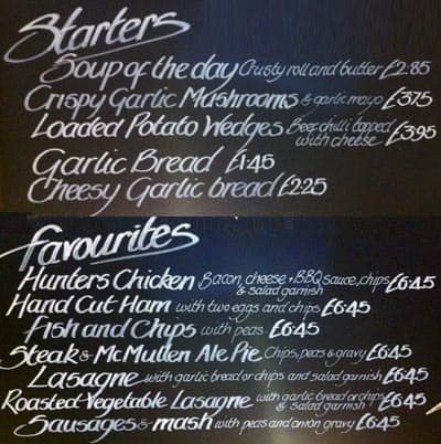 Lord Kitchener menu