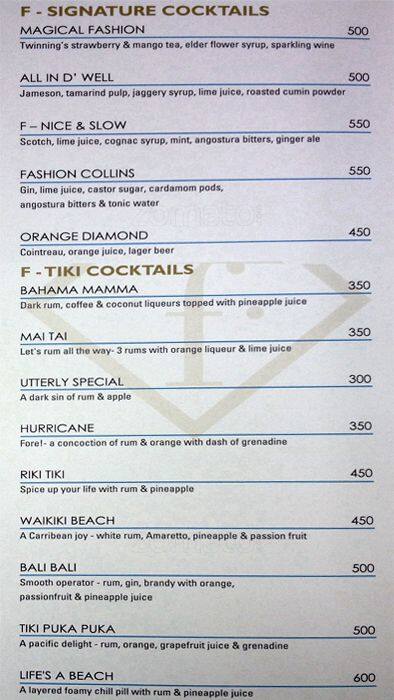 F Beach House menu