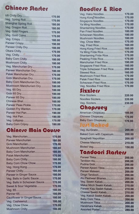 gayatrree Veg Restaurant menu