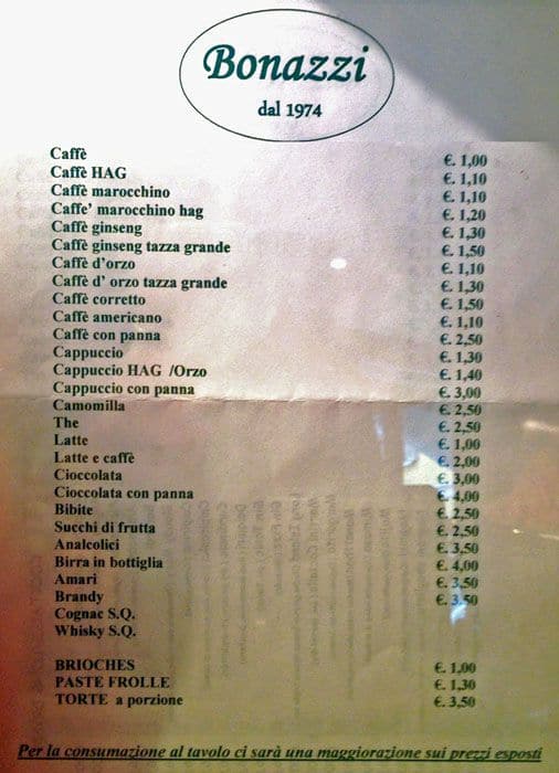 Menu di Enobarcaffè Bonazzi 