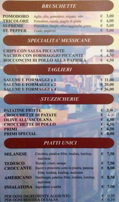 Menu di JJ's Corner. 