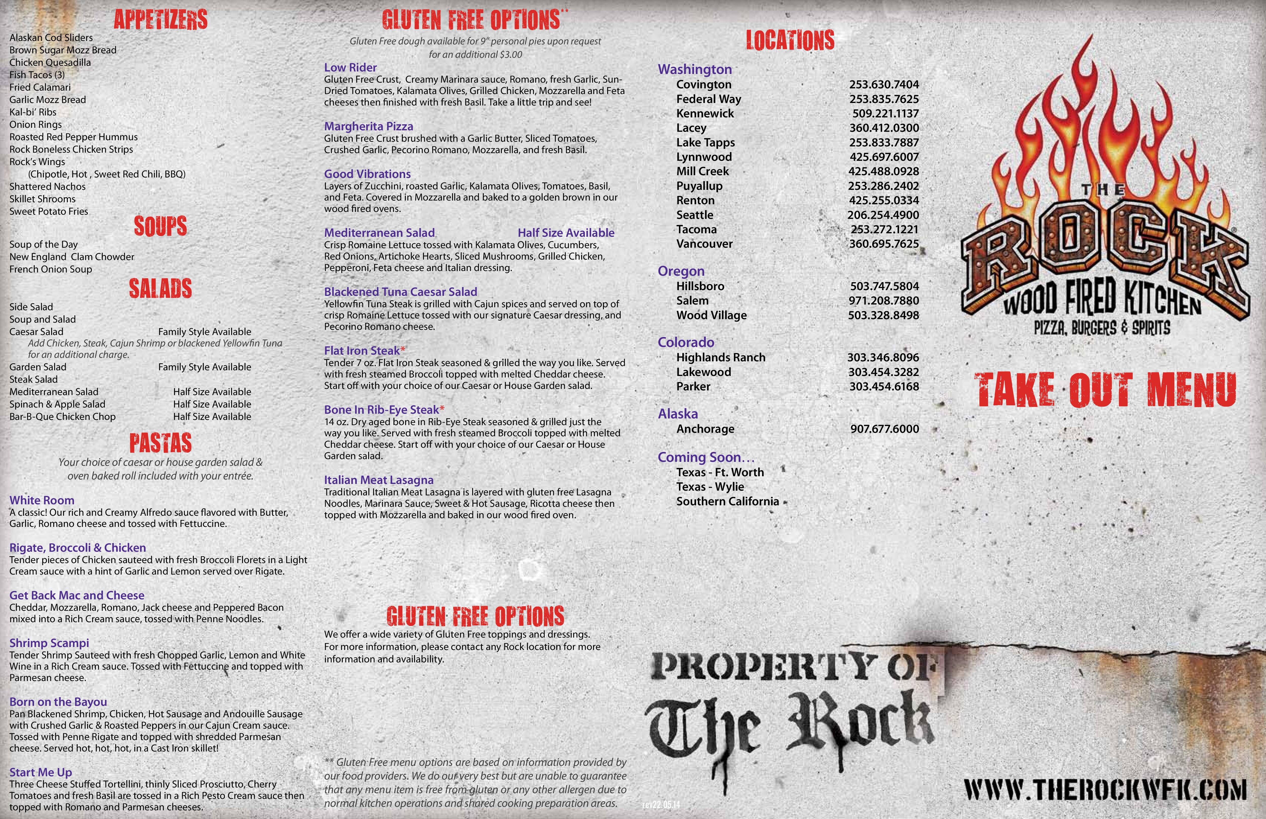 The Rock Wood Fired Kitchen Menu