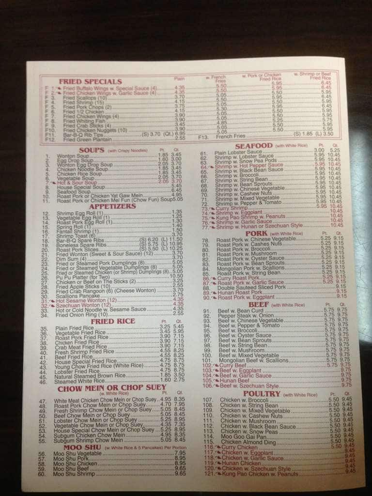 Menu At Liu S Garden Restaurant New York City 265 19 Union Tpke