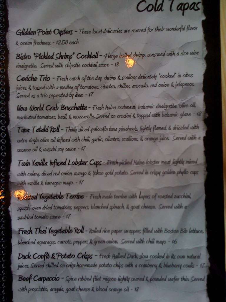 boothbay harbor yacht club menu