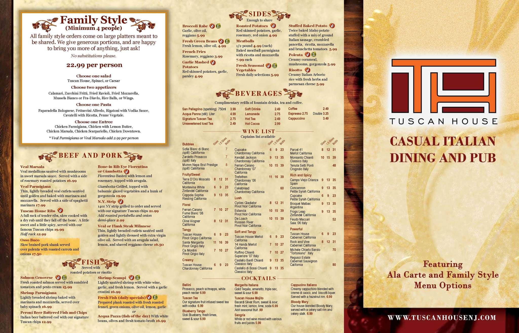 Tuscan Bistro Bar Menu, Menu for Tuscan Bistro Bar, Toms River, Toms
