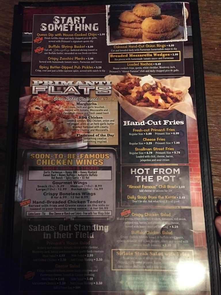 Primanti Brothers Menu Nutrition