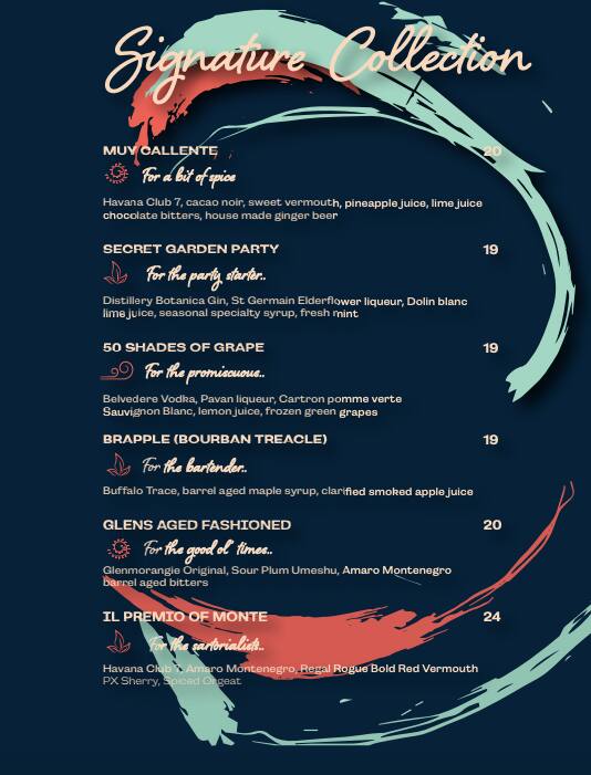 Menu at Soleil Pool Bar, Brisbane City