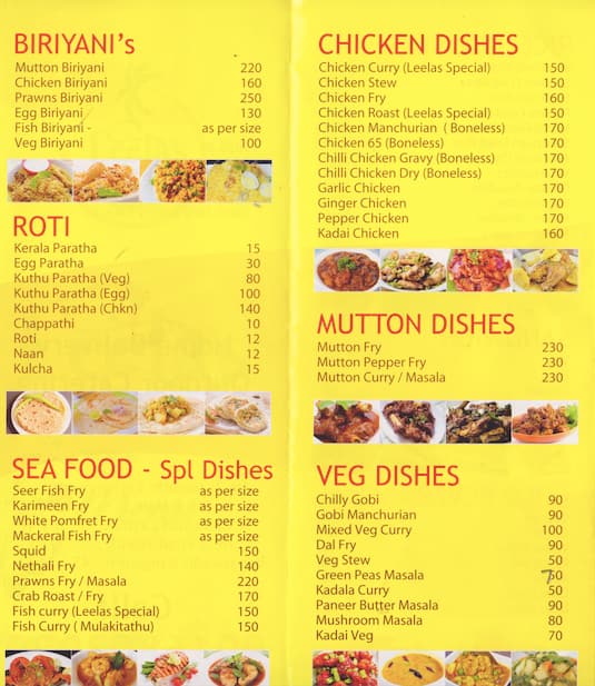 Leela's Kitchen Menu, Menu for Leela's Kitchen, Kalyan Nagar, Bangalore ...