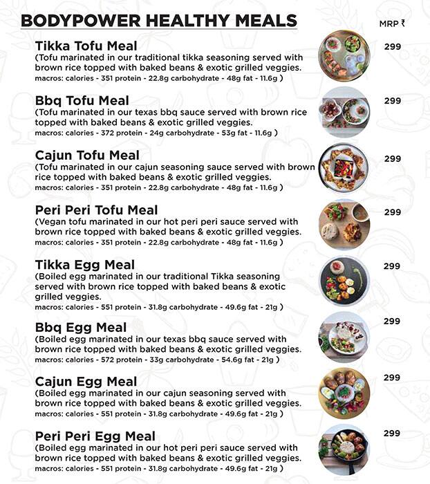 BodyPower Cafe menu