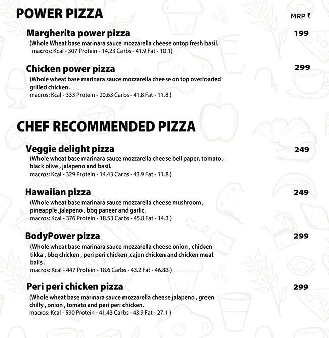 BodyPower Cafe menu